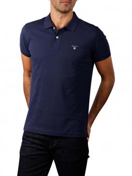 Image of Gant Original Slim Pique SS Rugger Polo Shirt evening blue