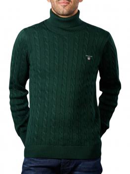 Image of Gant Cotton Cable Pullover Turtle Neck tartan green