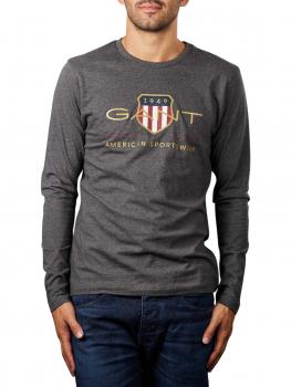 Image of Gant Archive Shield T-Shirt Longsleeve antracit melange