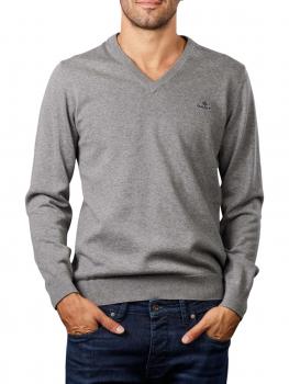 Image of Gant Cotton Pullover V-Neck dark grey melange