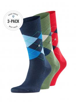 Image of Burlington 3-Pack Manchester Socks Blue/Green/Red