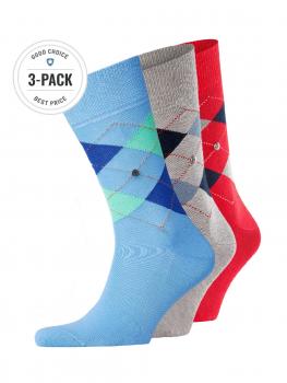Image of Burlington 3-Pack Manchester Socks Grey/Blue/Red