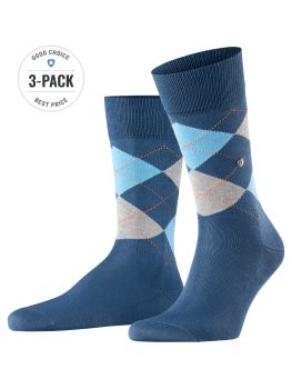 Image of Burlington 3-Pack Manchester Socks blue peel