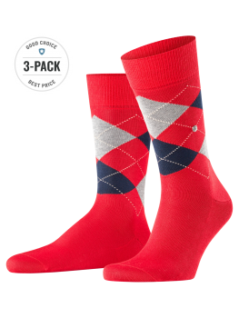Image of Burlington 3-Pack Manchester Socks coral red
