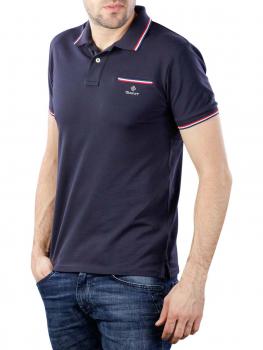 Image of Gant 3-Col Tipping Pique SS Rugger evening blue