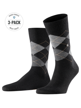 Image of Burlington 3-Pack Edinburgh Socks black