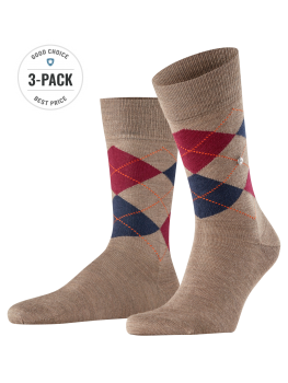 Image of Burlington 3-Pack Edinburgh Socks pebble