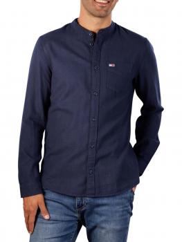 Image of Tommy Jeans Solid Flannel Mao Shirt twilight navy