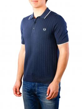 Image of Fred Perry Two Colour Knitted Shirt deep carbon