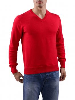 Image of Gant Light Weight Cotton V-Neck bright red