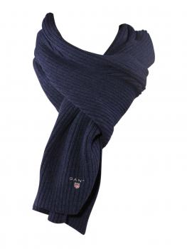 Image of Gant Cotton Rib Knit Scarf dark indigo melange